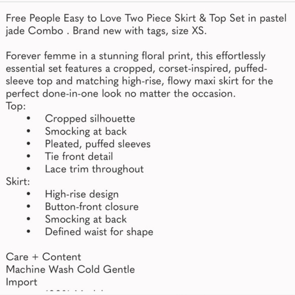 Free People 2 pcs set top and skirt in pastel Jade. - Picture 9 of 9